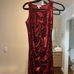Leith red velvet dress